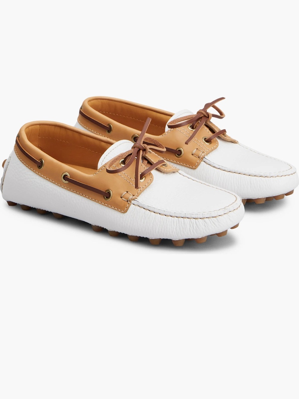 Tod's gommino bubble boat shoes White, Tan, Orange Leather Driving Moccasins 39